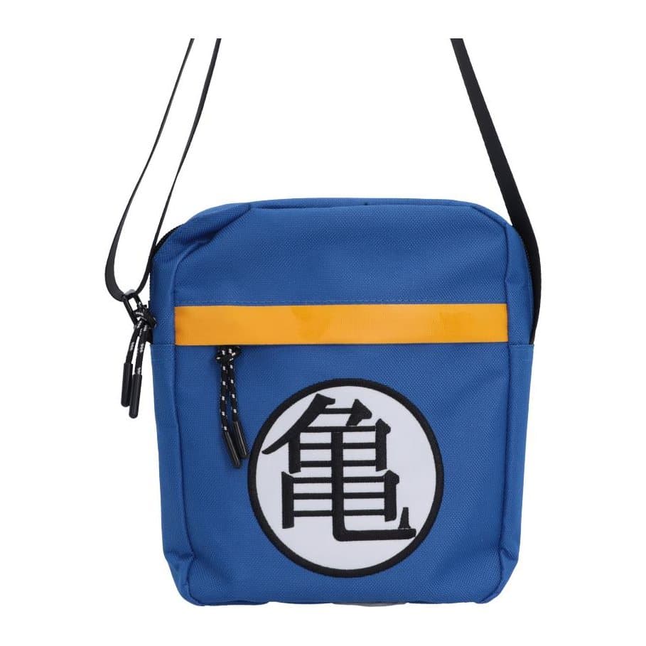 Blue and orange Dragon Ball Z crossbody bag with the Kame symbol on the front