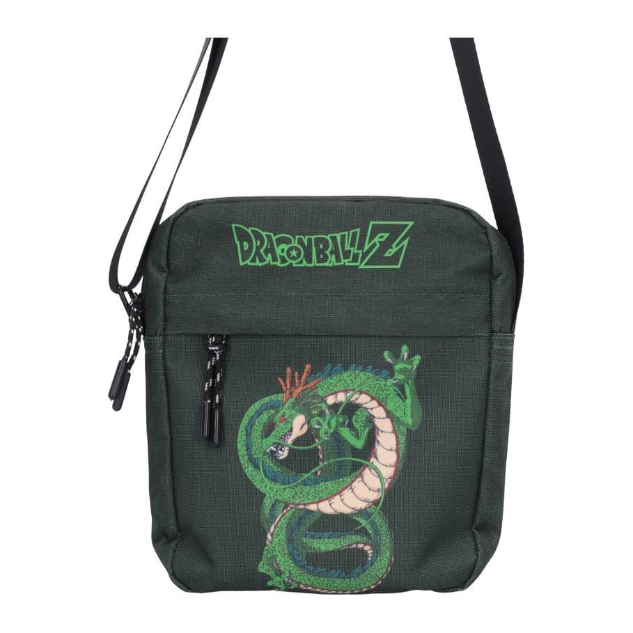 Dark green Dragon Ball Z Shenron crossbody bag with a Shenron illustration and green logo