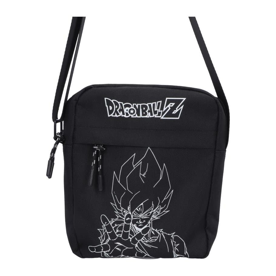 Black Dragon Ball Z crossbody bag with a white Super Saiyan Goku sketch