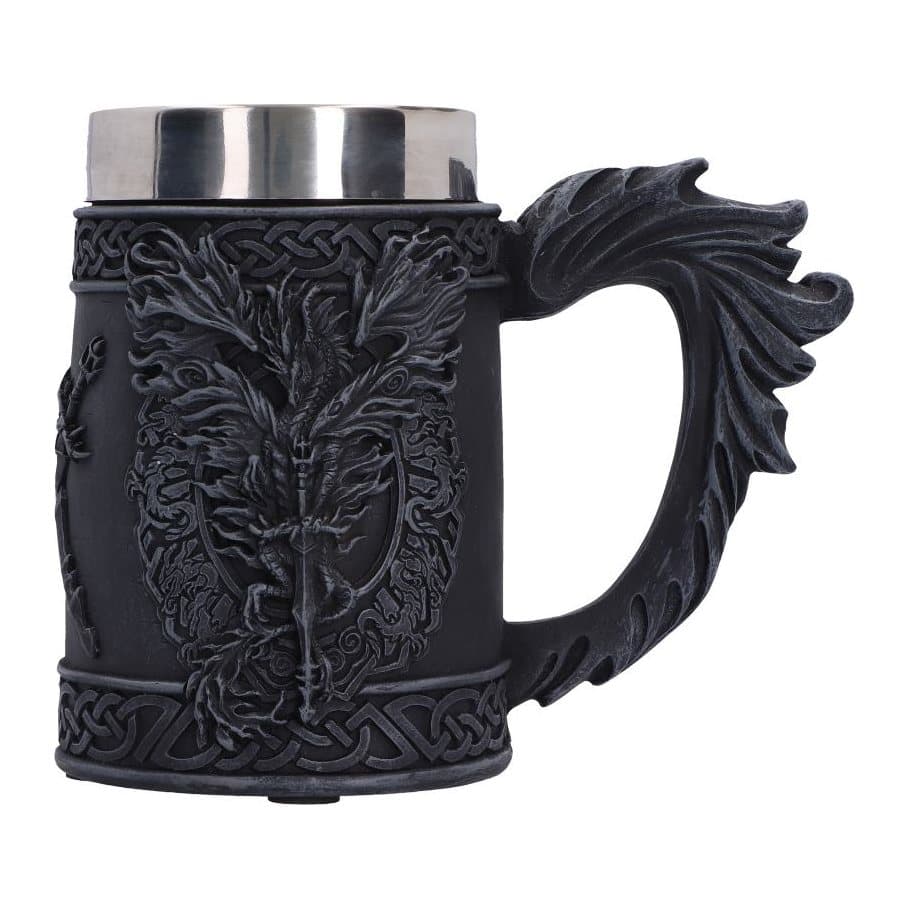 Dark dragon blade tankard with hand-painted dragon and crossed swords