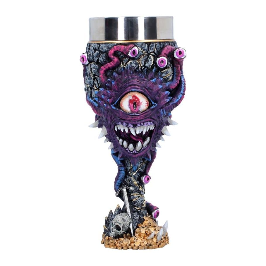 Purple Dungeons & Dragons beholder goblet with sharp teeth