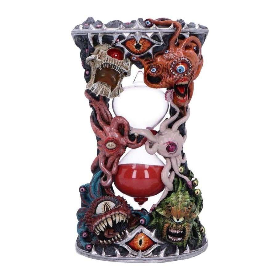 Dungeons & Dragons Beholder monster sand timer with googly eyes and red sand