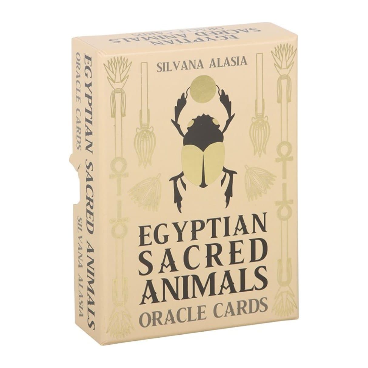 Egyptian Sacred Animals Oracle Cards deck with papyrus-style cards of sacred animals