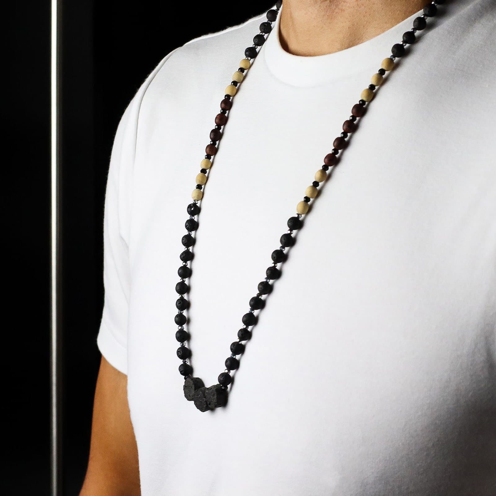 Earthy lava stone necklace, approx. 42 cm long