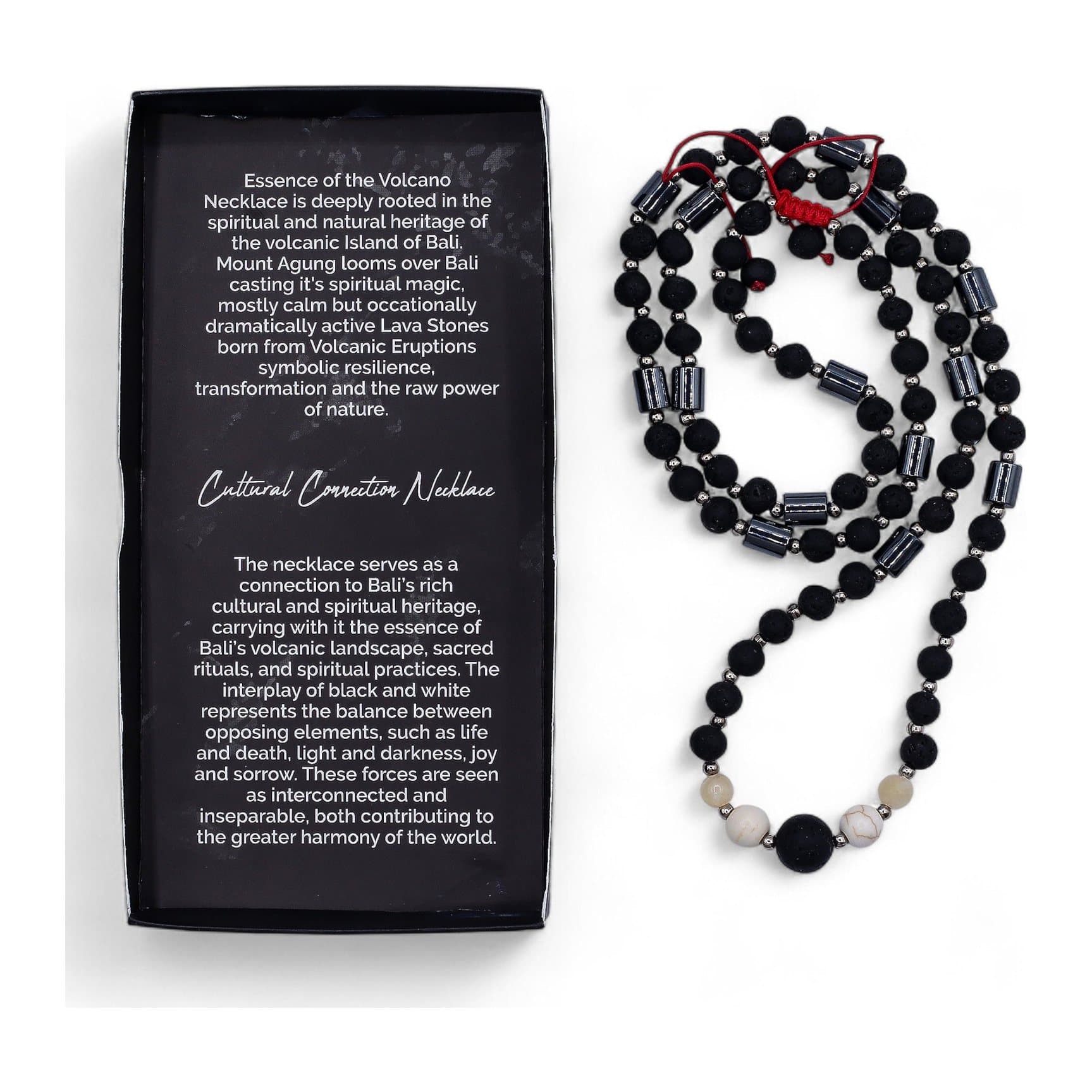 Black lava and white howlite stone necklace