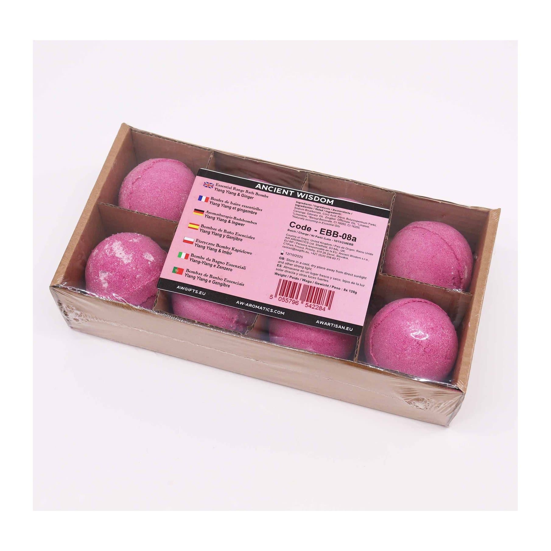 Two essential oil bath bombs in ylang ylang and ginger