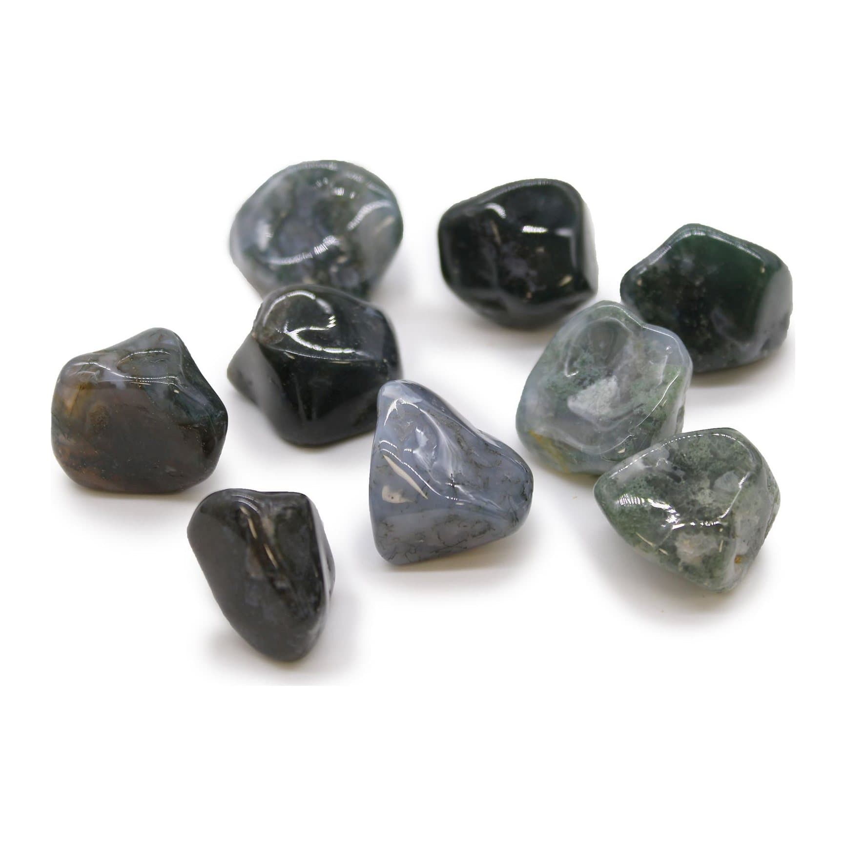 Extra large green moss tumble stones
