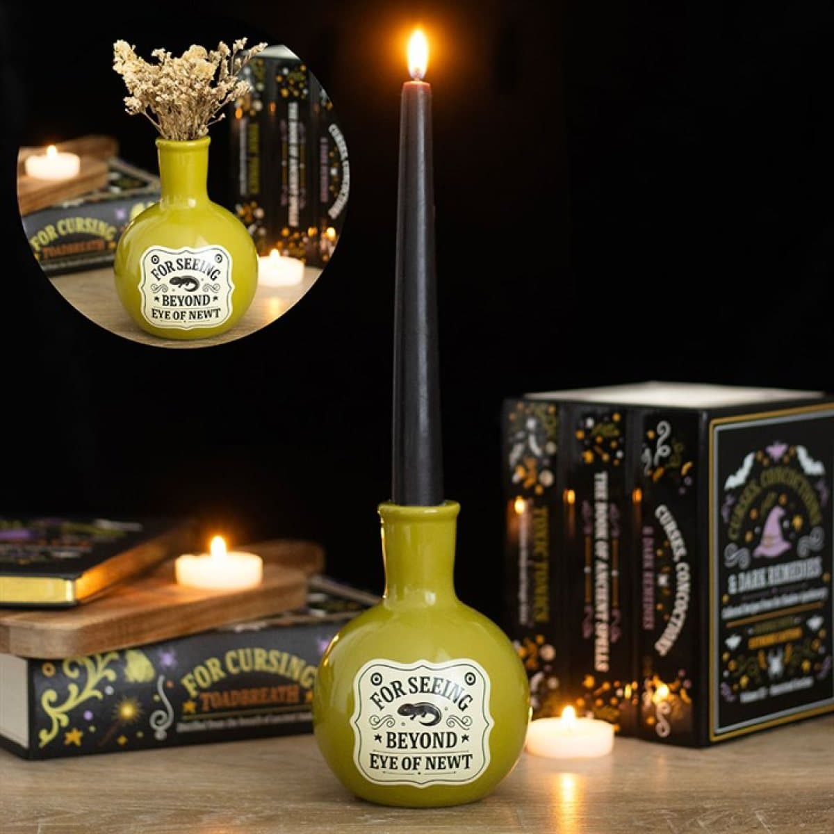Ceramic mini potion bottle vase and taper candle holder
