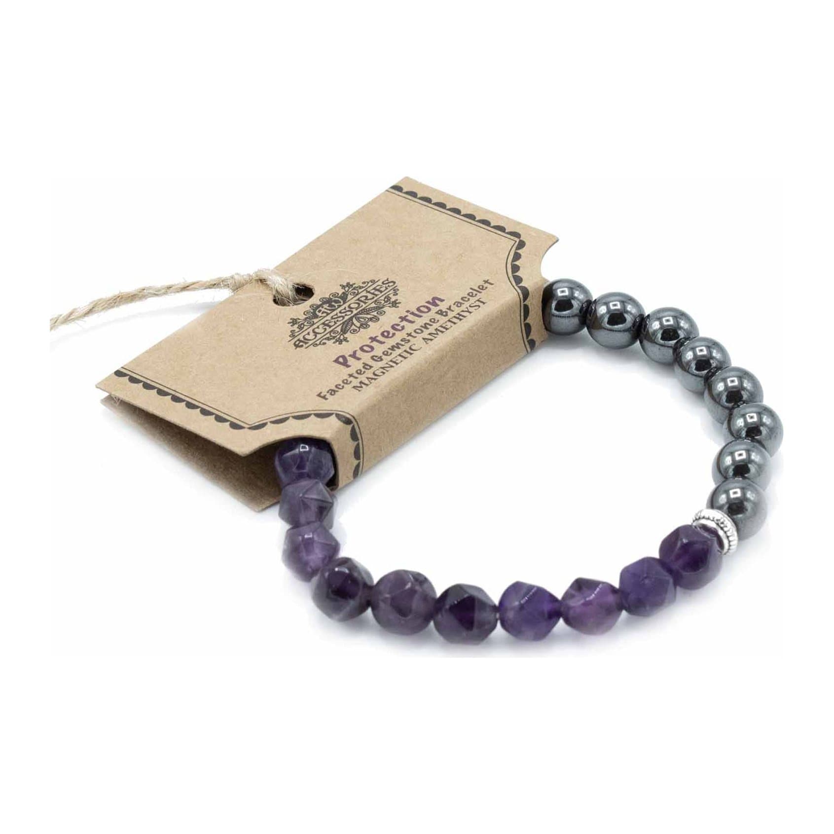 Magnetic amethyst bracelet of faceted gemstone beads