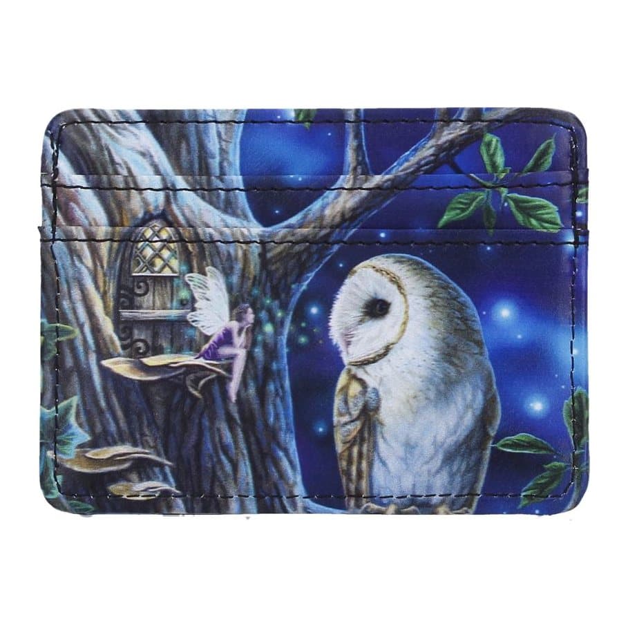 Fairy Tales card holder with a white owl and a fairy in a starry forest