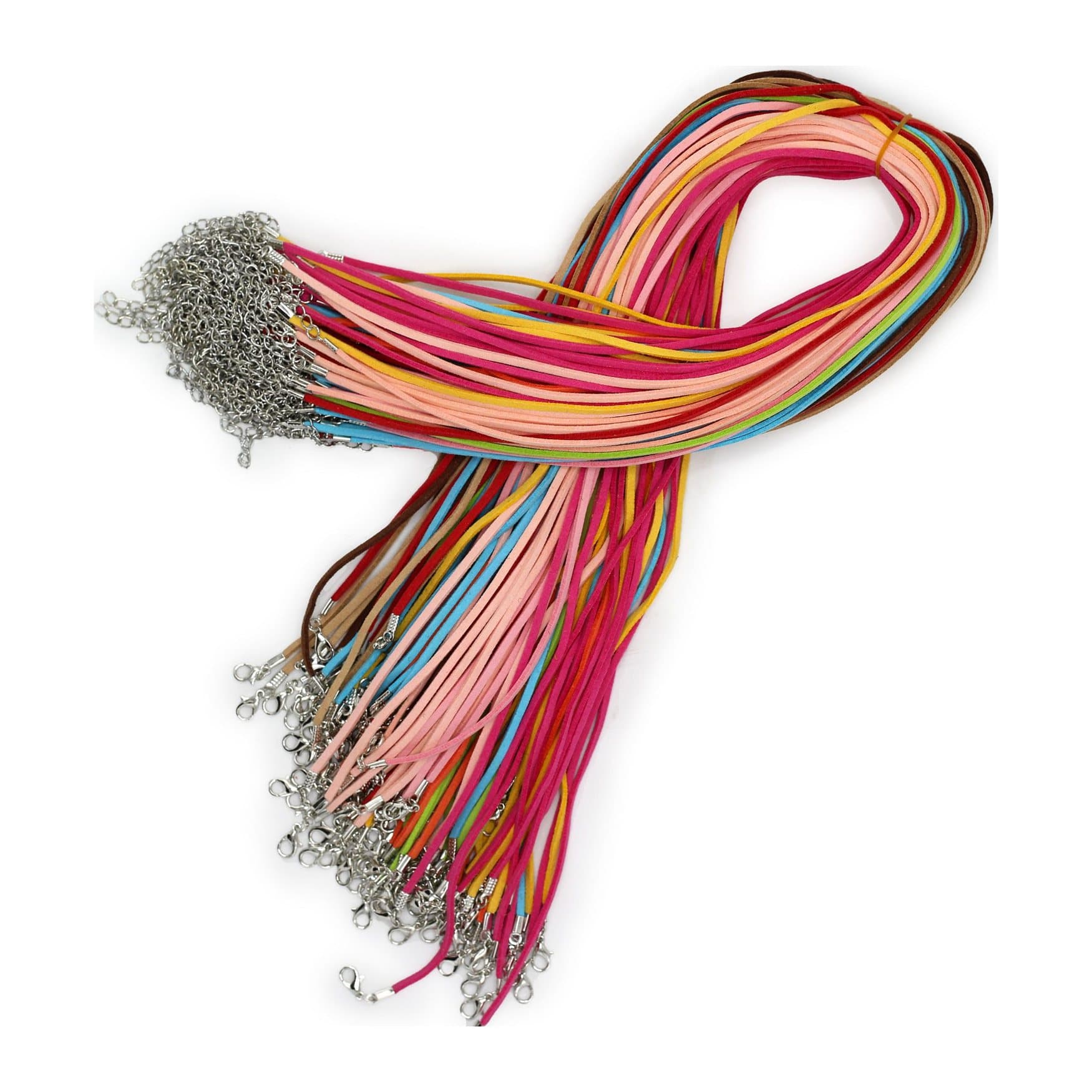 Faux suede pendant cords in a pack of 10, in assorted colours