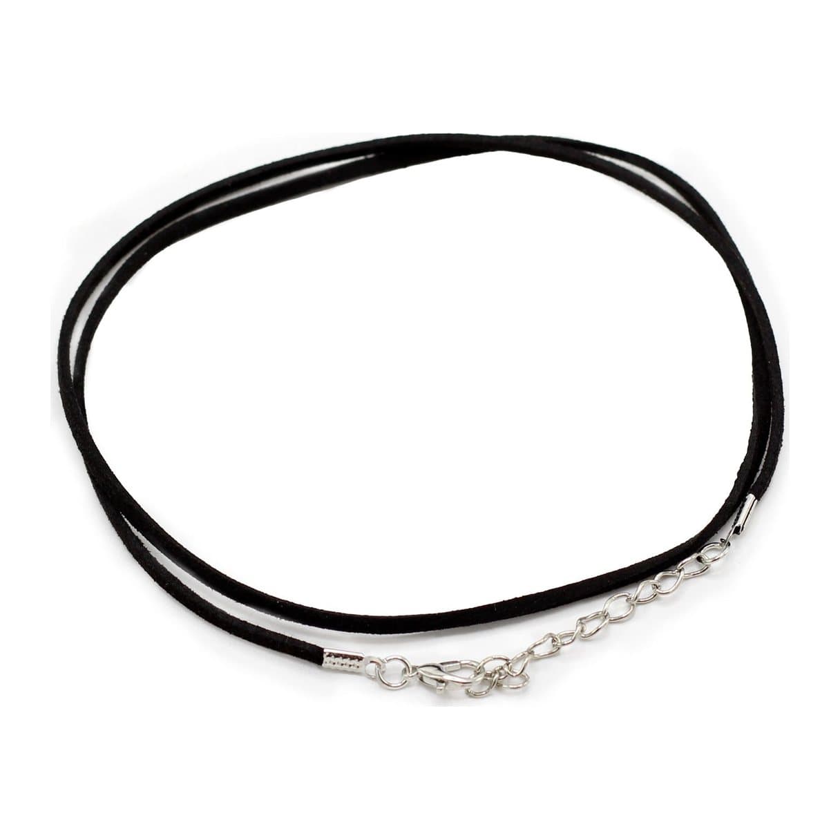 Black faux suede pendant cords with metal clasps, pack of 10