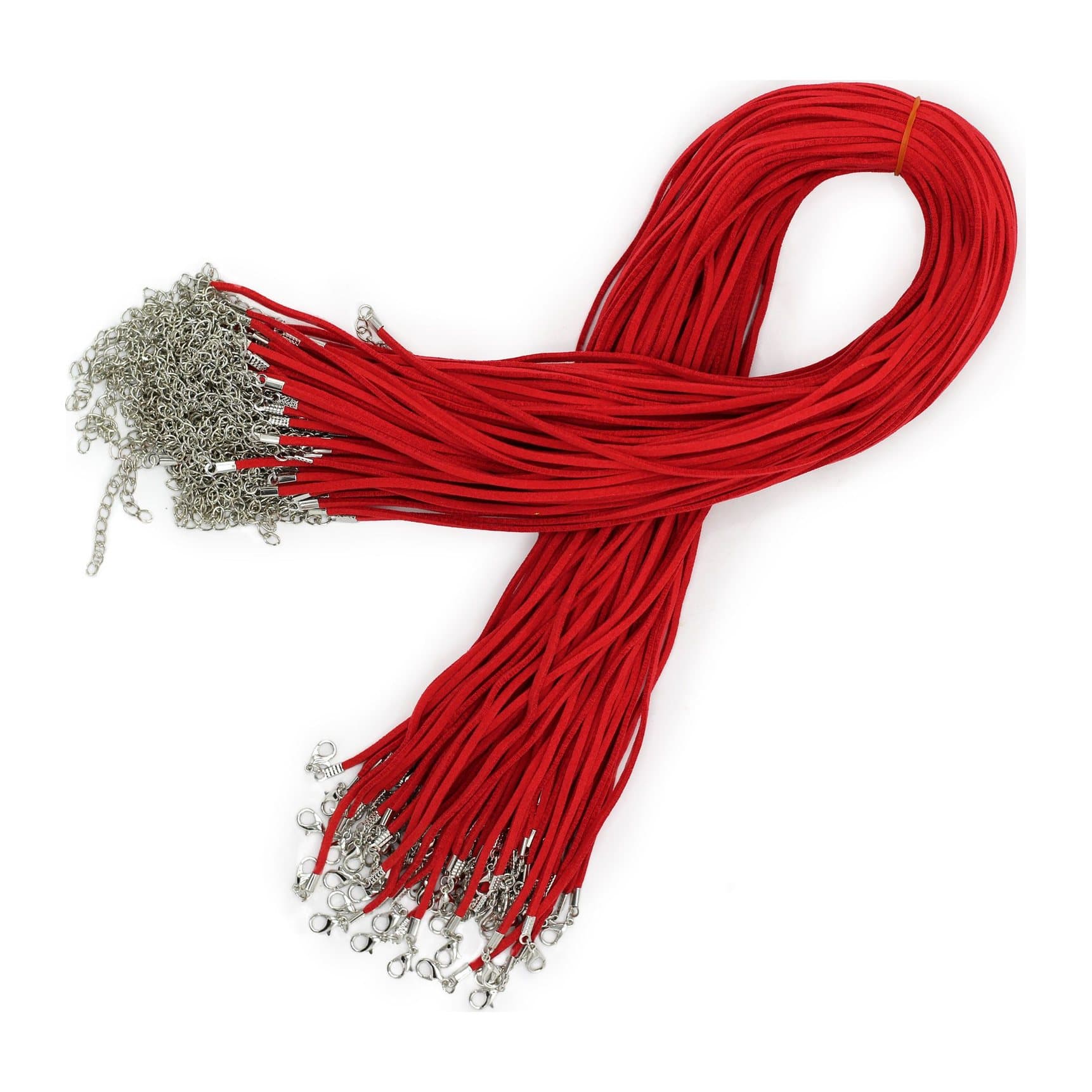 Red faux suede pendant cords, pack of 10