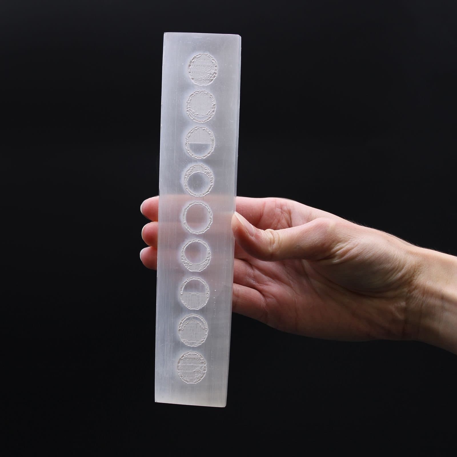 Flat selenite charging plate, 20 cm long