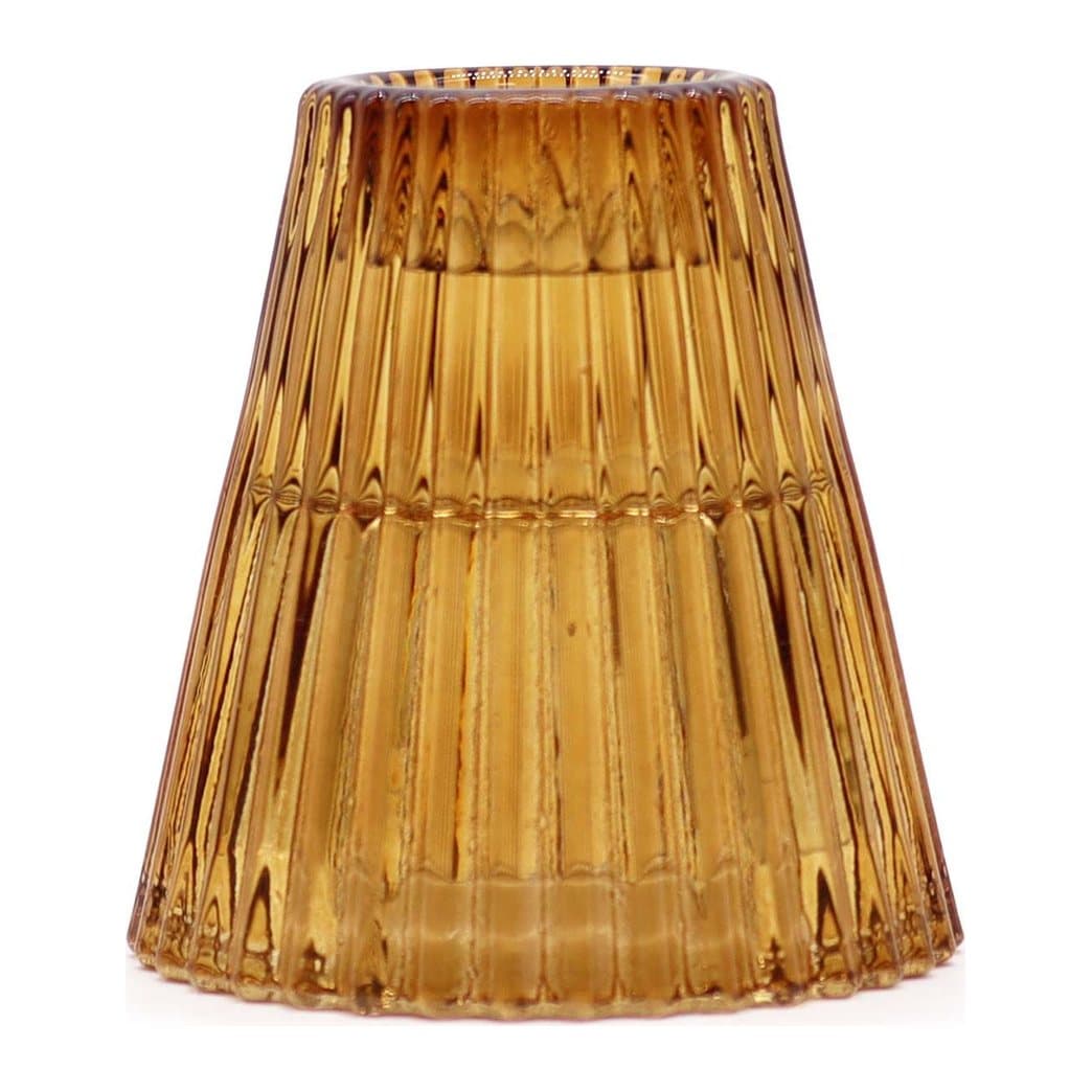 Antique amber pressed glass dinner candle and tealight holders