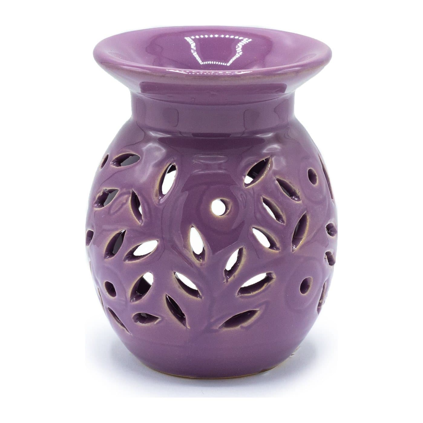Floral oil burner in a lavender design, ceramic
