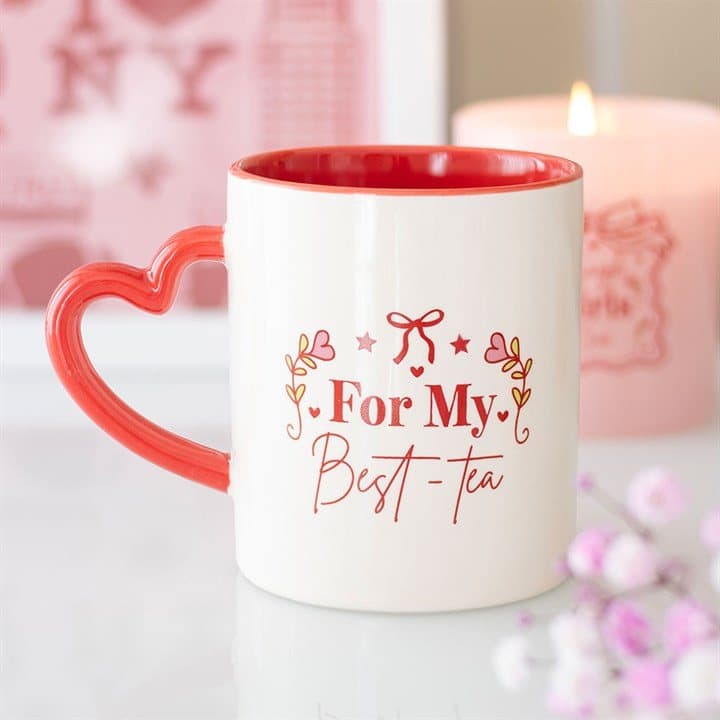 Ceramic mug with a heart-shaped handle