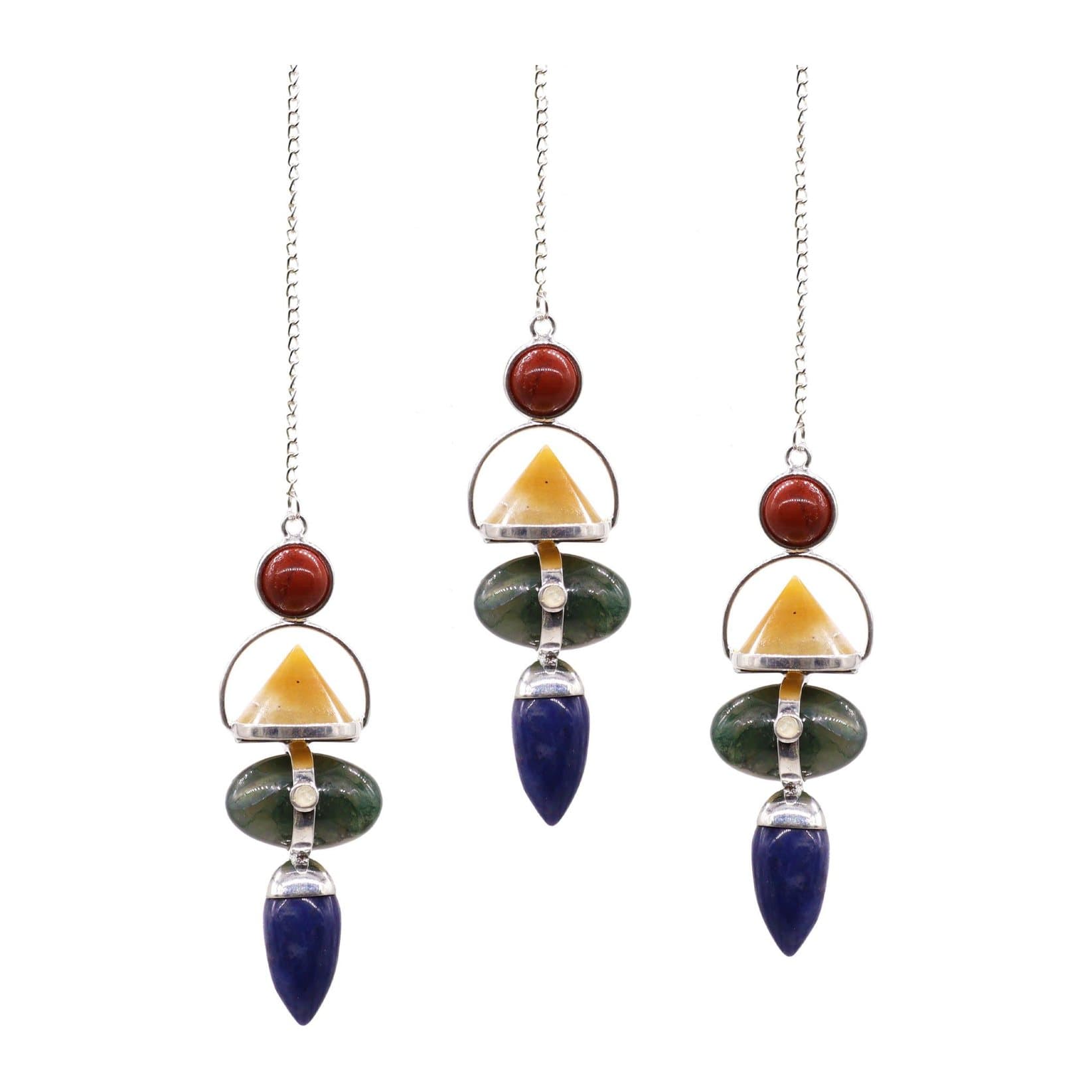 Gemstone pendulum with red jasper, moss agate, sodalite and moonstone