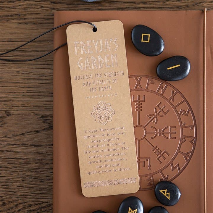 Freyja's Garden wooden bookmark with flower symbol