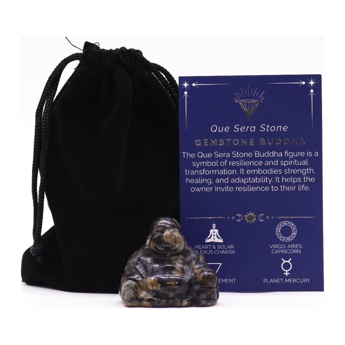 Small gemstone Buddha figure in Que Sera stone