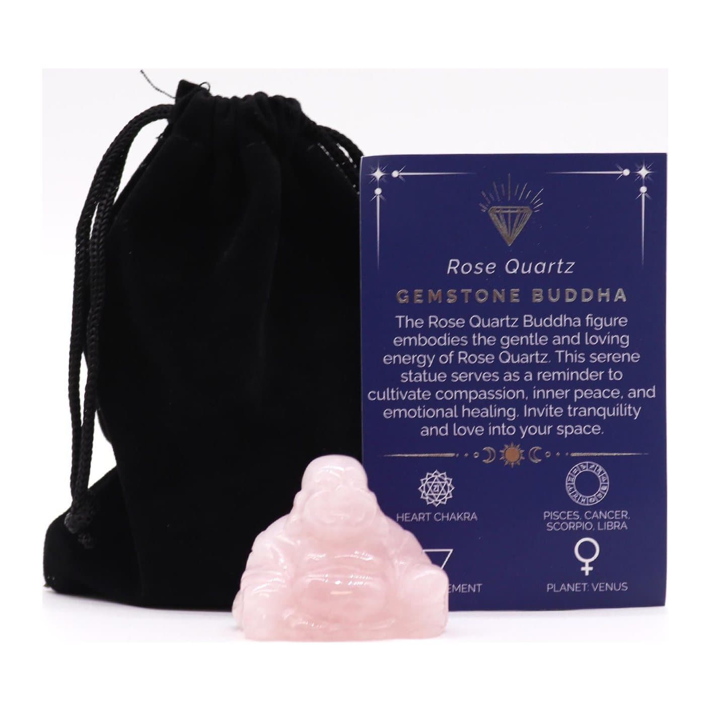 Small gemstone Buddha figure in rose quartz