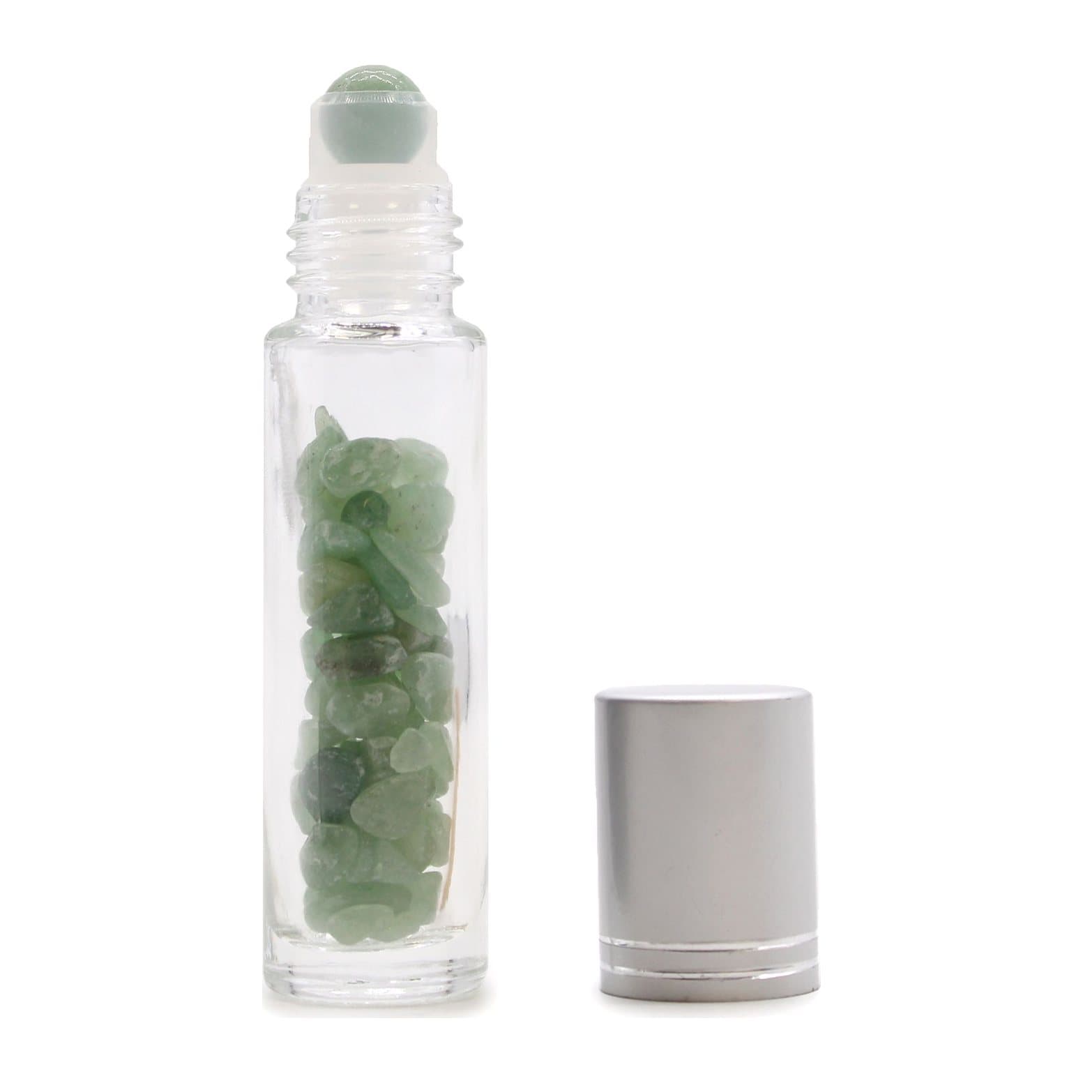 Pack of two green aventurine roller bottles with silver caps