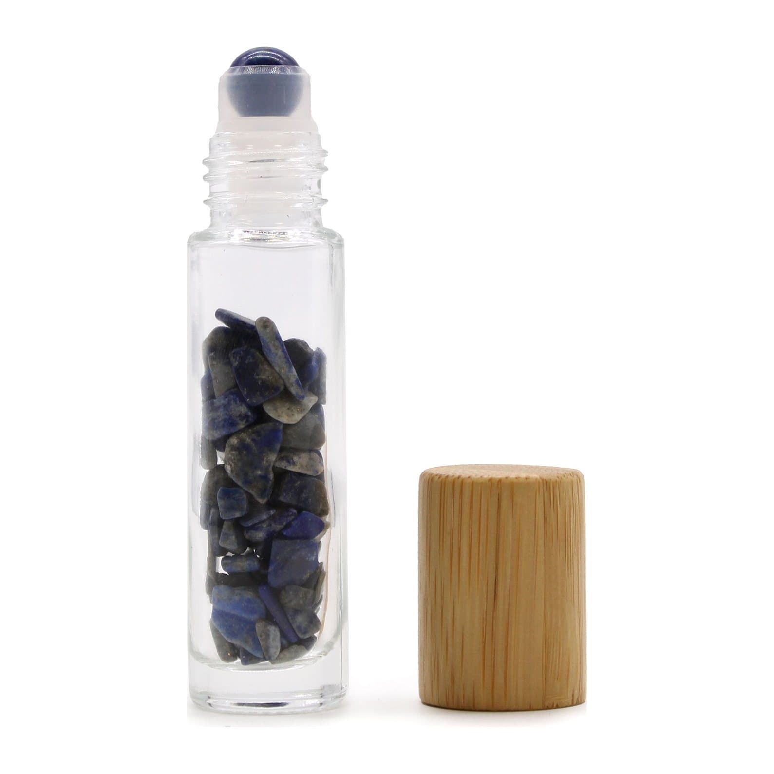 Sodalite essential oil roller bottles with wooden caps