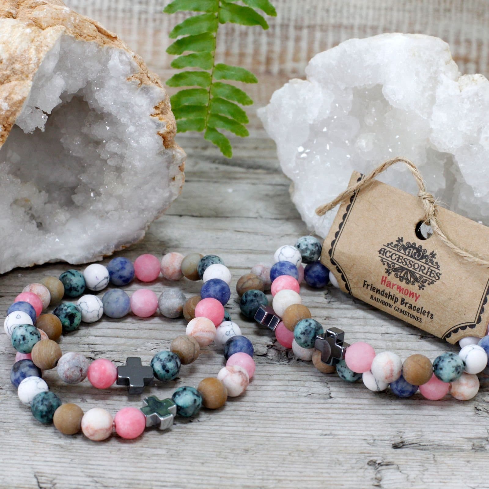 Two matching gemstone friendship bracelets