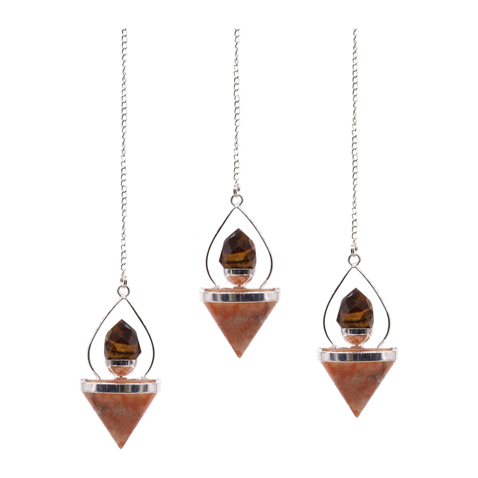 Sunstone and Tigereye gemstone lantern pendulum