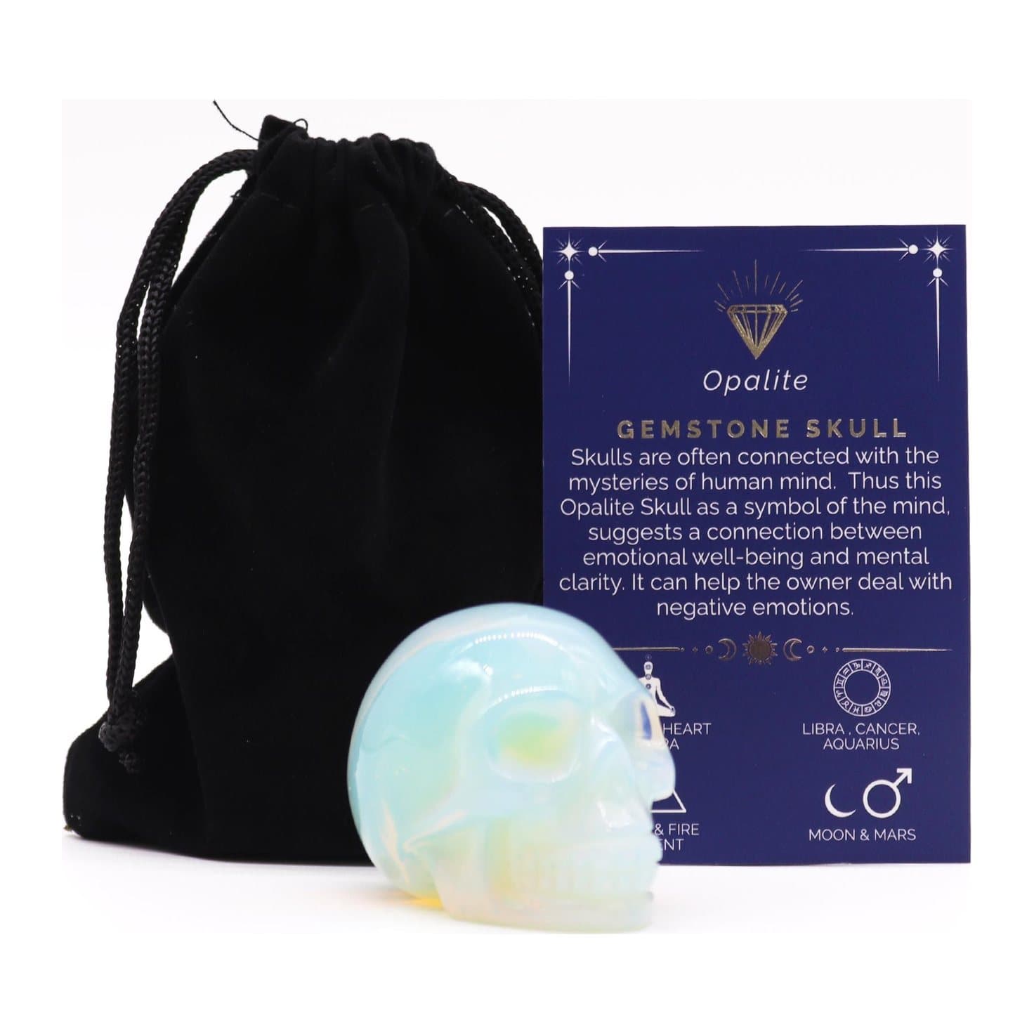 Large opalite gemstone skull