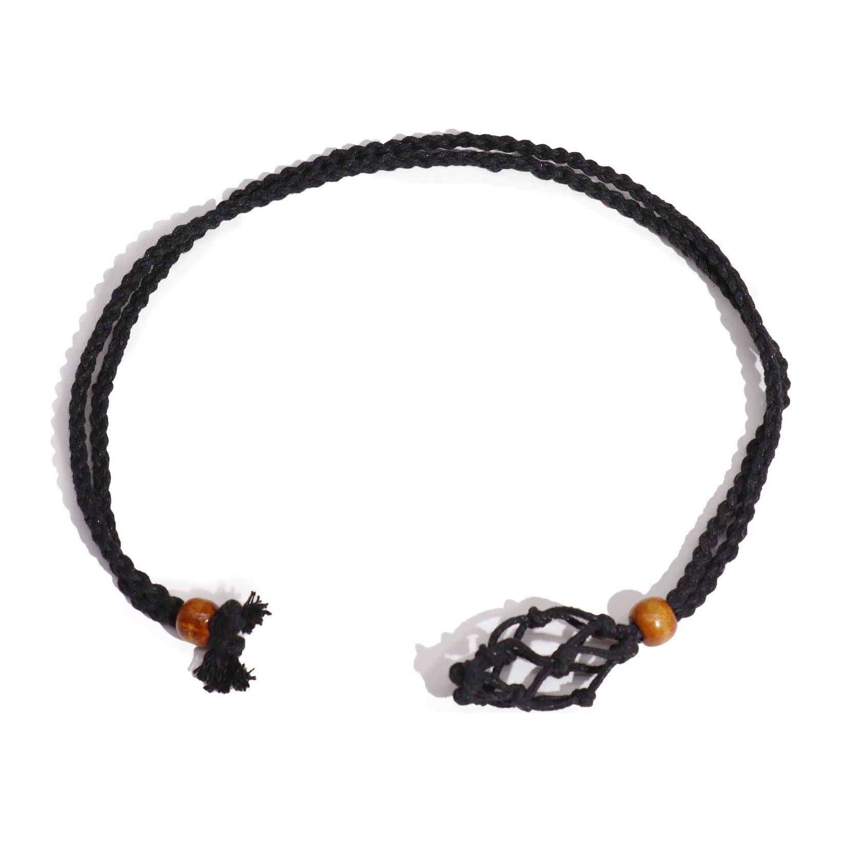 Pack of five gemstone necklace cords in waxed cotton with wooden beads