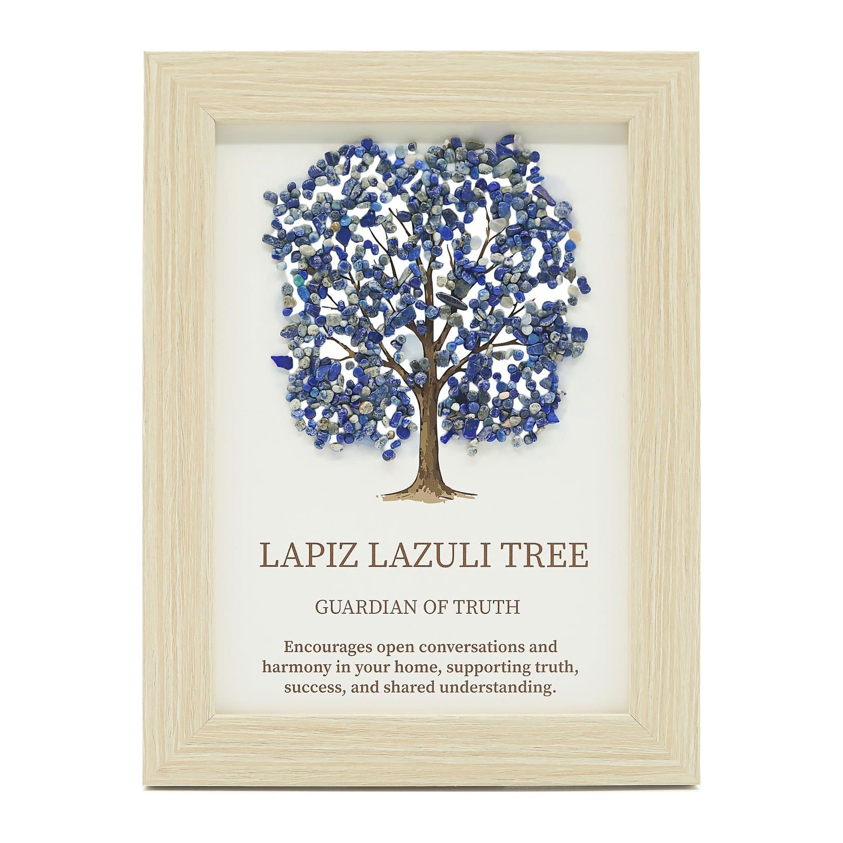 Lapis lazuli tree of life gemstone picture with a deep blue textured canopy
