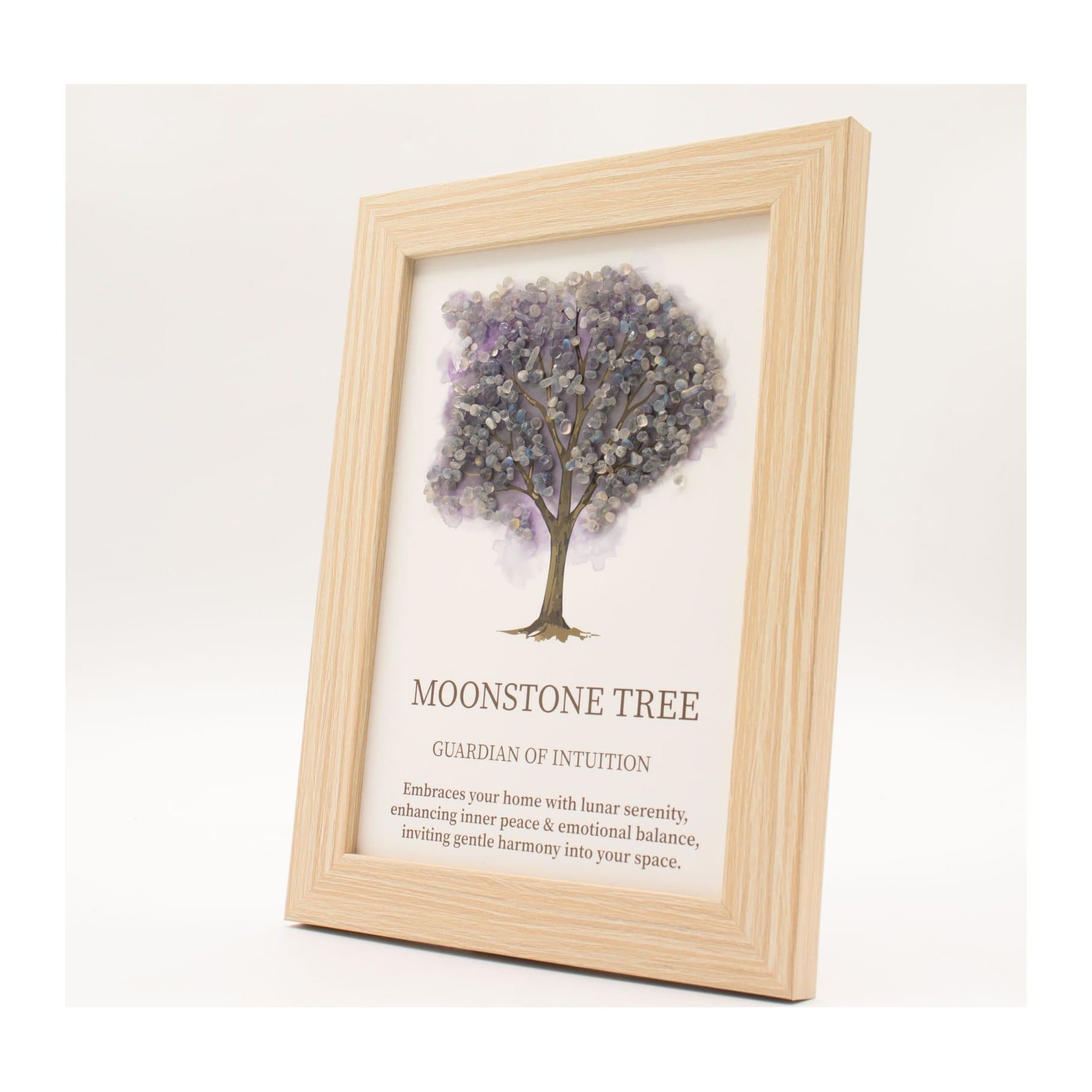 Framed Tree of Life picture with pale moonstone chips forming the tree canopy