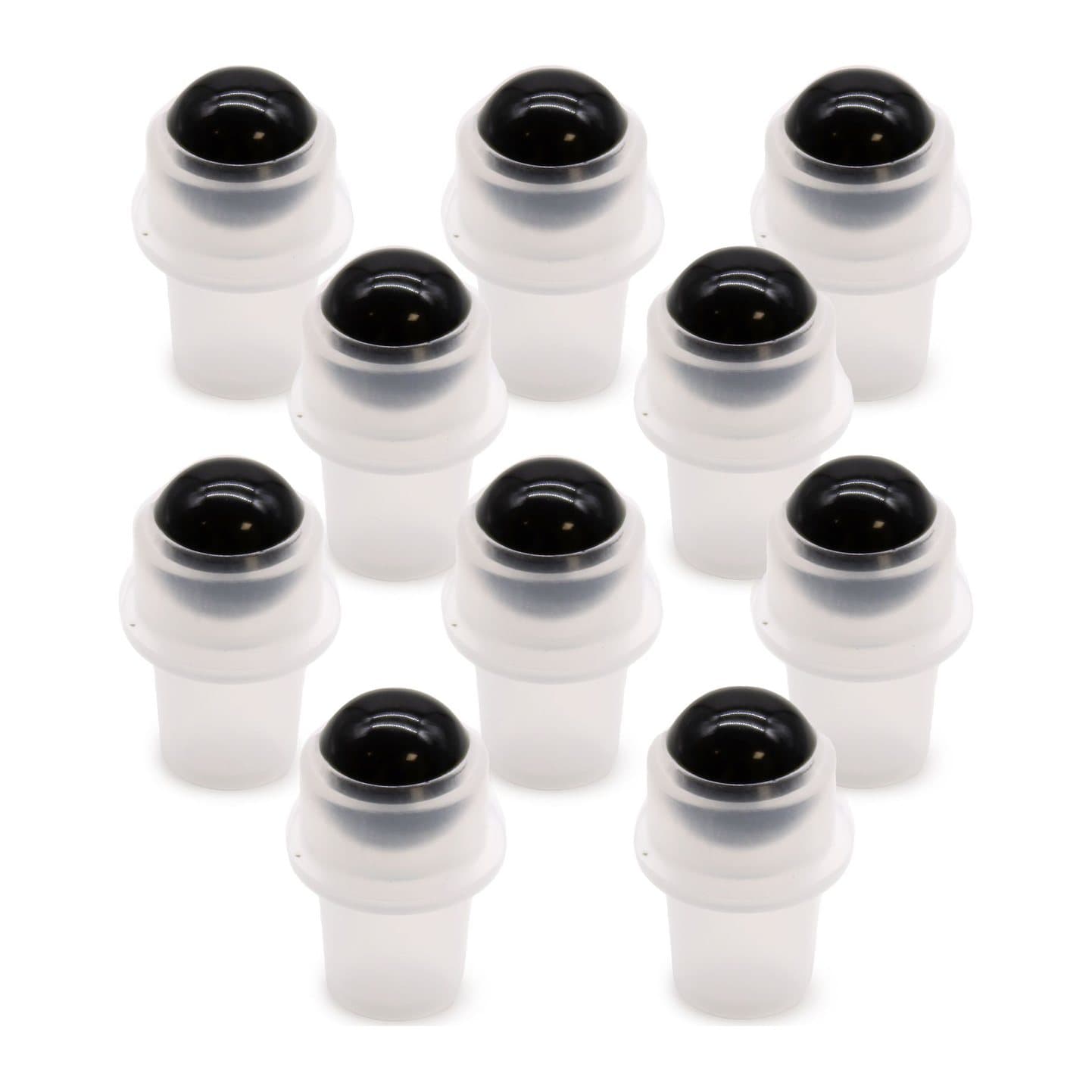 Black tourmaline gemstone roller tips, pack of five