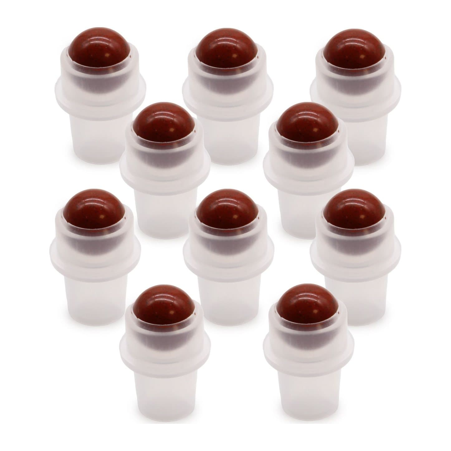 Pack of five red jasper gemstone roller ball tips for 5ml bottles