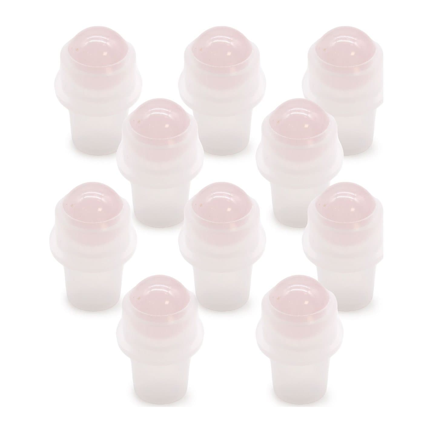 Rose quartz gemstone roller tips, pack of five, for 5 ml roller bottles