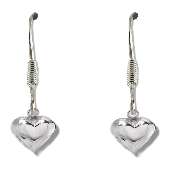 Mini puff heart drop earrings with silver plated hooks