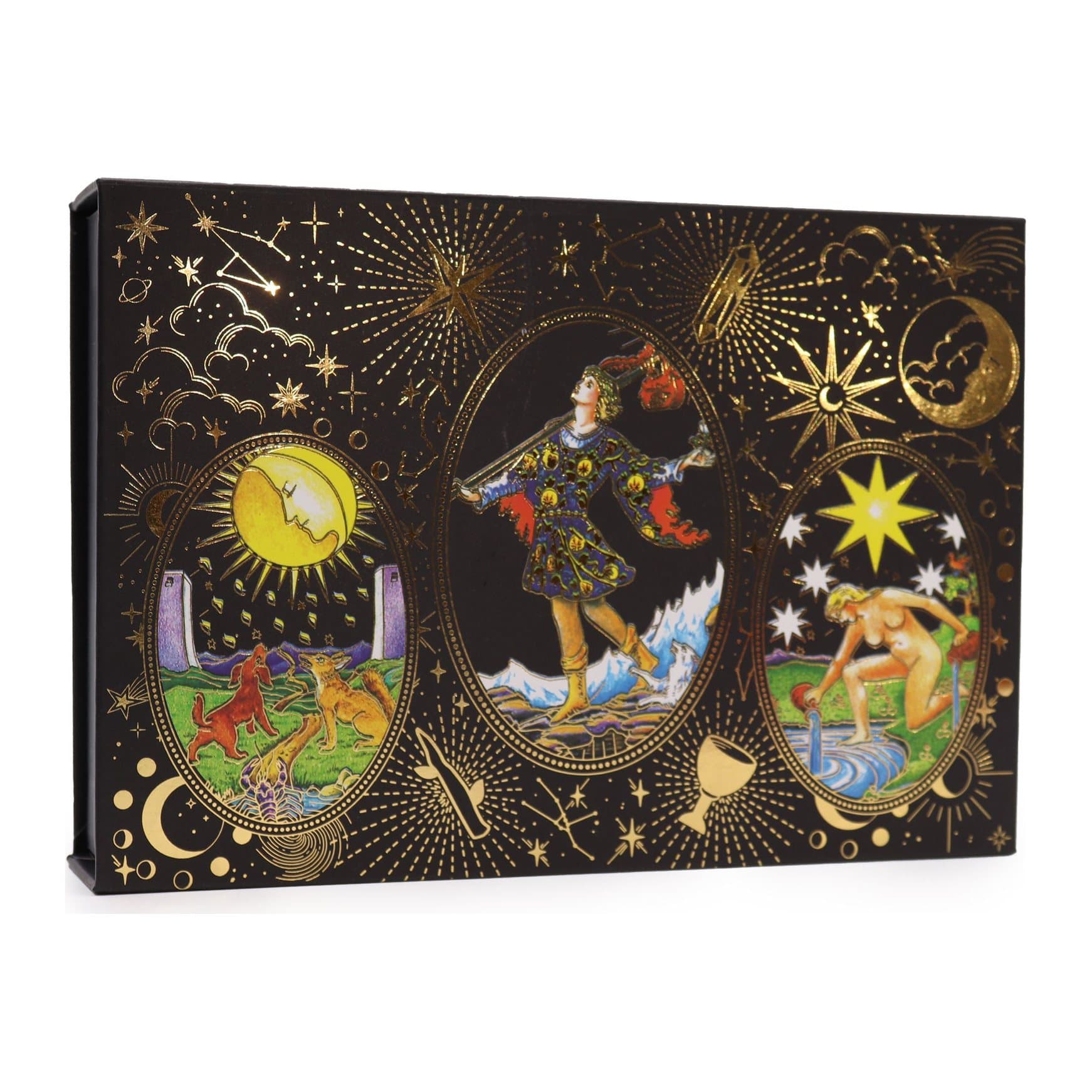 Gold foil tarot gift set with deck, pouch and tarot tools
