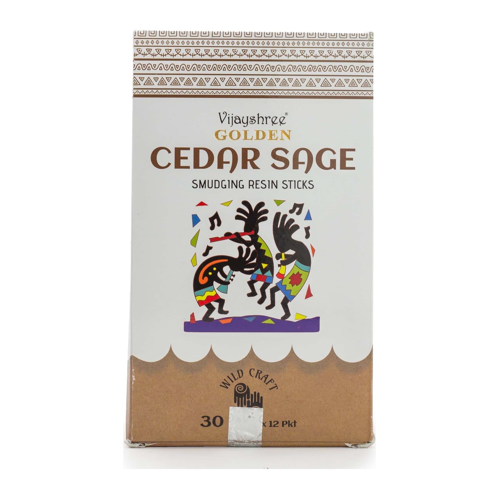 Pack of 2 cedar and sage smudging resin sticks in an illustrated box