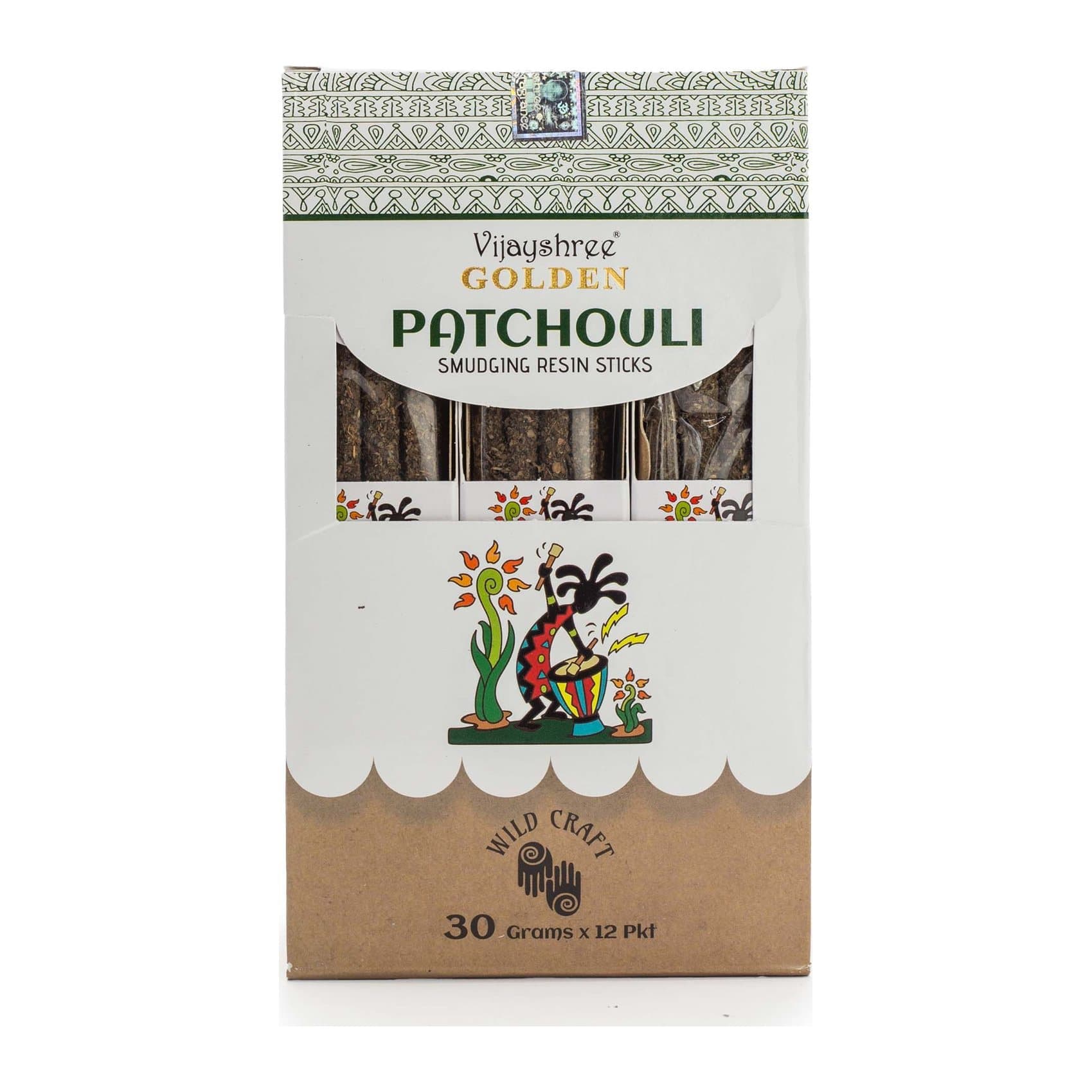 Golden patchouli smudging resin sticks, pack of 2