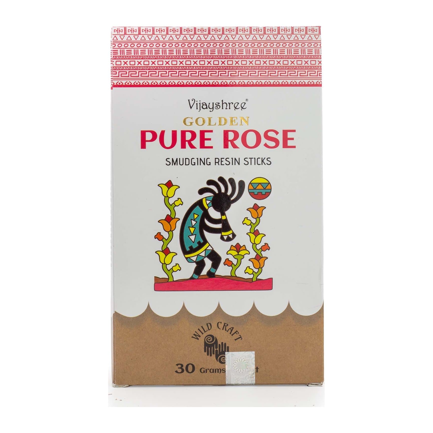 Golden Pure Rose smudging resin sticks, pack of 2, in a slim illustrated box