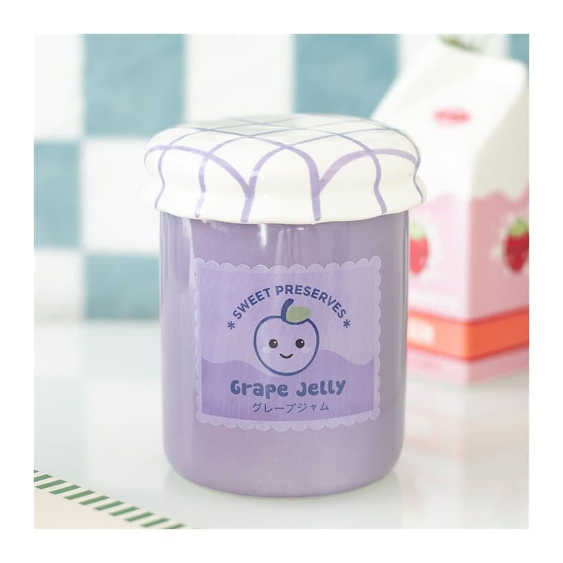 Ceramic grape jelly jar oil burner and wax warmer with matching lid