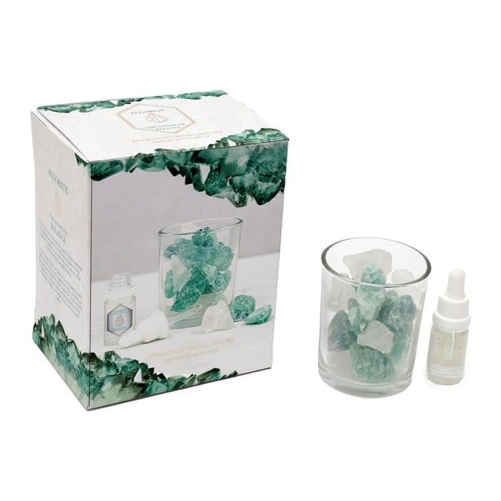 Green fluorite crystal oil diffuser with glass jar