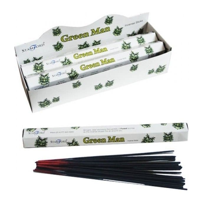 Green Man Premium Incense, pack of 2 hexagonal incense sticks