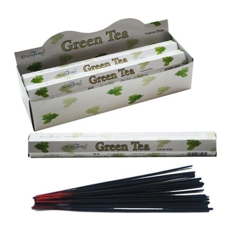 Green tea incense sticks, pack of 2, with hexagonal sticks