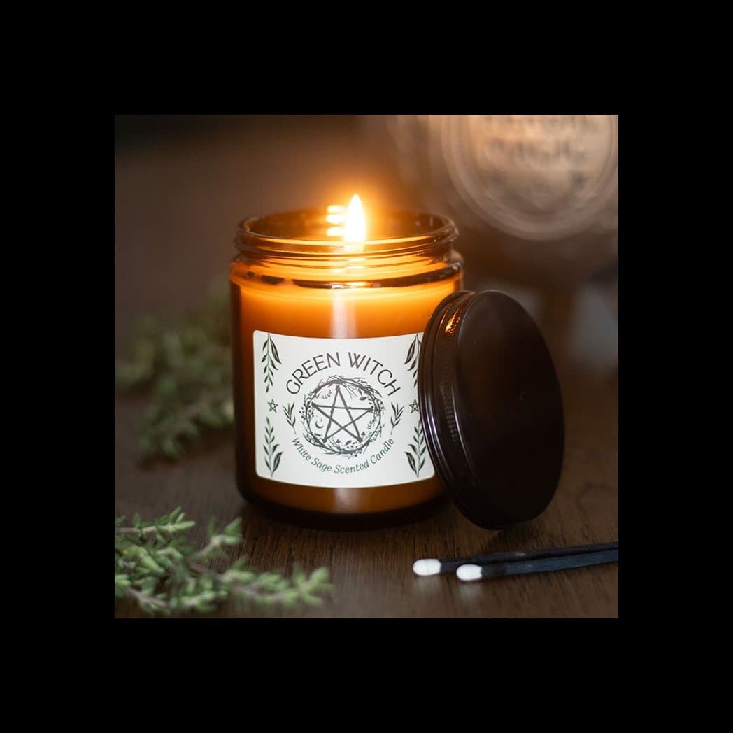 Amber glass white sage candle
