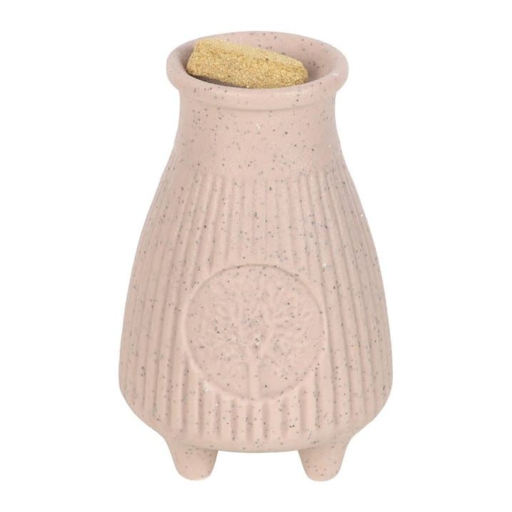 Greige ribbed ceramic Palo Santo brick burner