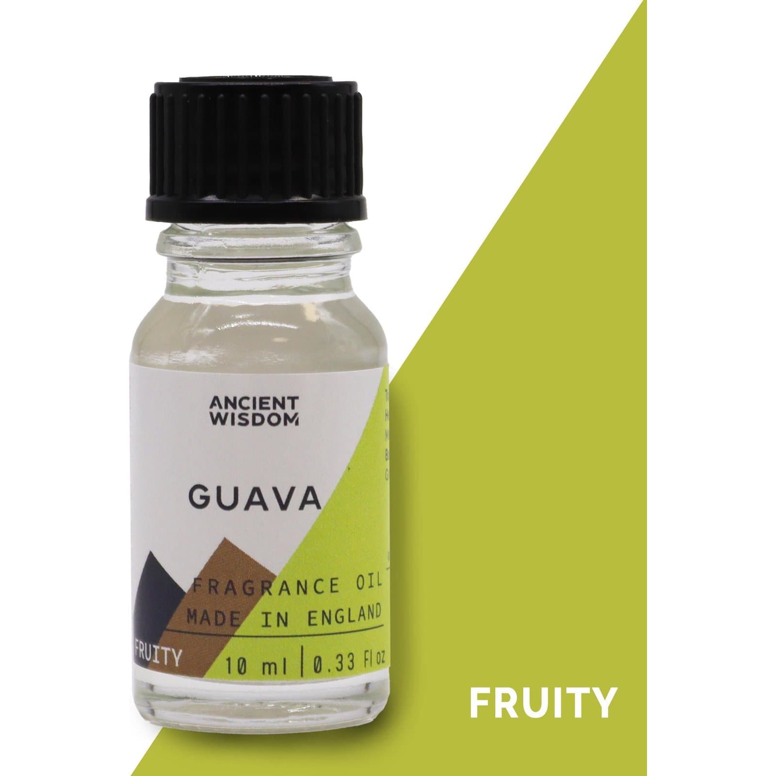 Two bottles of guava fragrance oil in the Ancient Wisdom range.