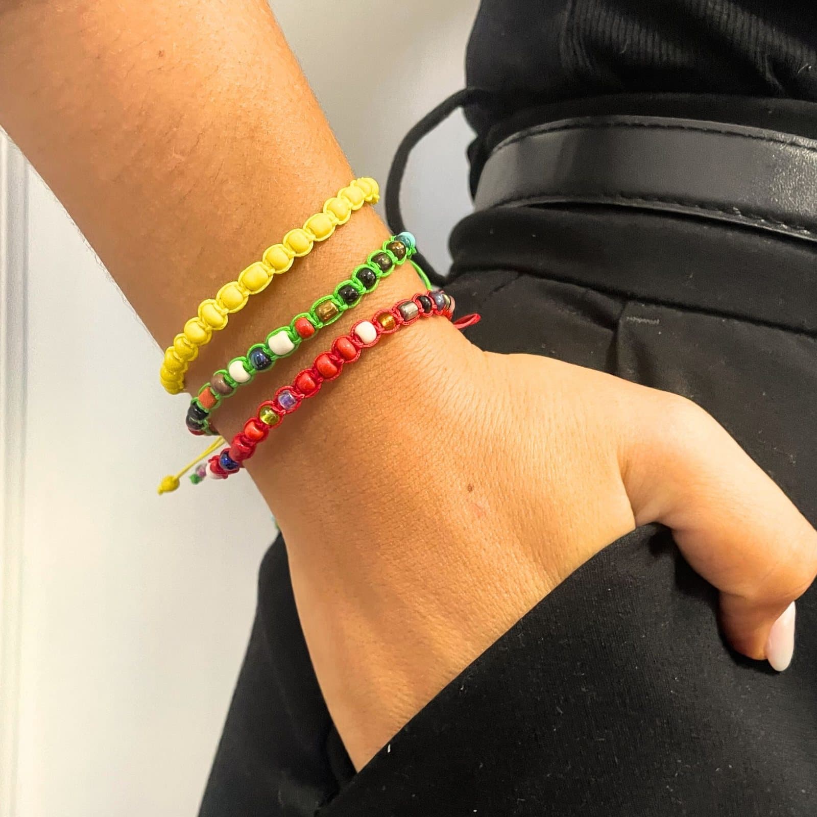 Pack of 3 handmade friendship bracelets with tiny beads