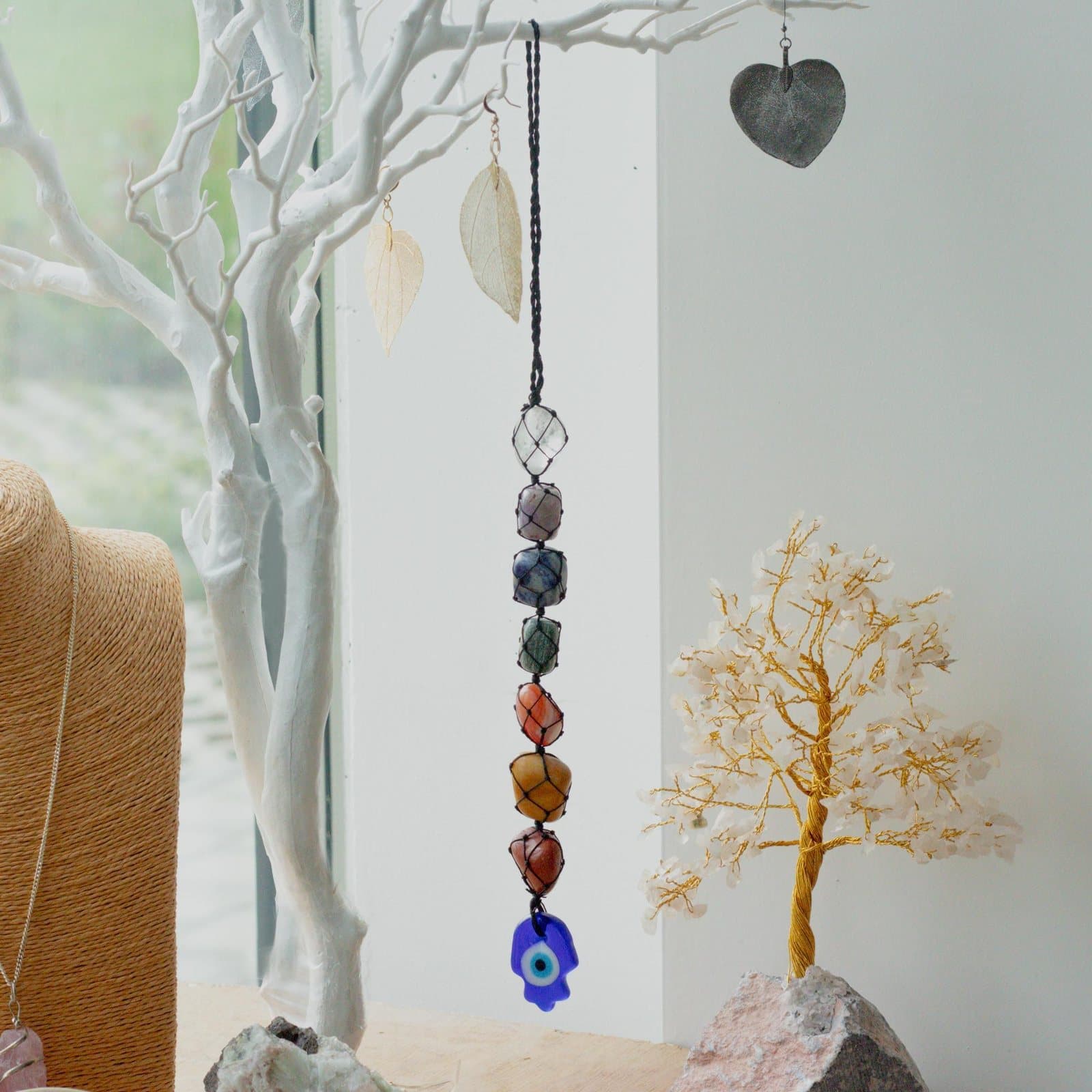 Hanging chakra stone pendant, gemstone design